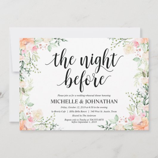 Invitations de dîner de répétition de mariage (Devant)