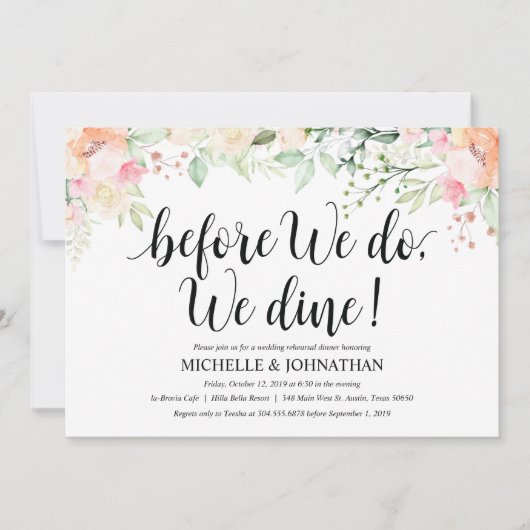 Invitations de dîner de répétition de mariage (Devant)