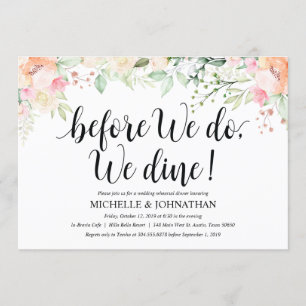 Invitations de dîner de répétition de mariage