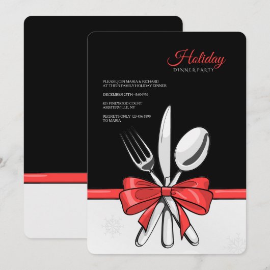 Invitations de dîner de vacances (Devant / Derrière)