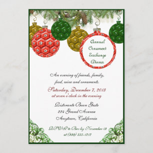 Invitations de dîner d'échange d'ornement de Noël