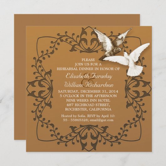 Invitations de dîners de répétition pour inséparab (Devant / Derrière)