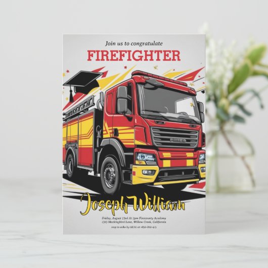 invitations de diplôme de pompier (Debout devant)