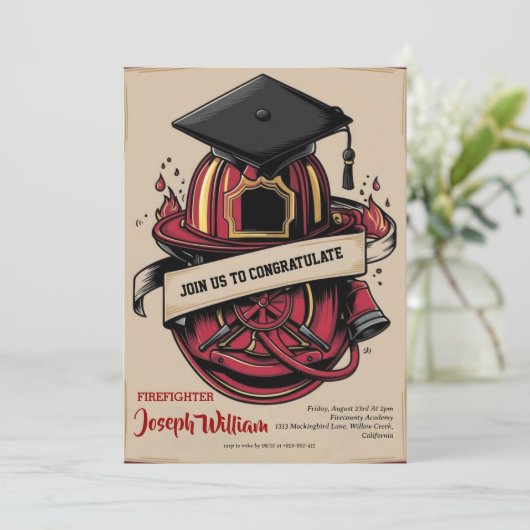 invitations de diplôme de pompier (Debout devant)