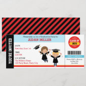 Invitations de diplôme Style de billet avec garçon (Devant / Derrière)