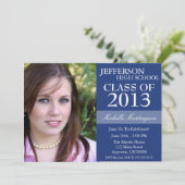 Invitations de diplômes à deux tons (bleu marine) (Debout devant)