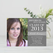 Invitations de diplômes à deux tons (gris foncé) (Debout devant)