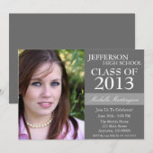 Invitations de diplômes à deux tons (gris foncé) (Devant / Derrière)