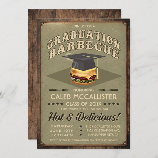 Invitations de diplômes| BBQ Party (Devant / Derrière)