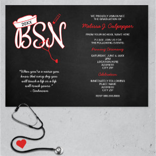 Invitations de diplômes BSN avec devis d'infirmièr
