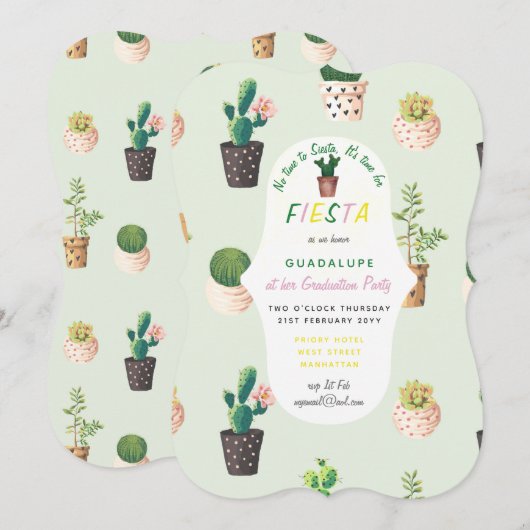 Invitations de diplômés de Fiesta Cactus du désert (Devant / Derrière)