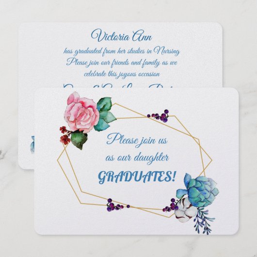 Invitations de diplômes de fille (Devant / Derrière)