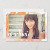 Invitations de diplômés de l'aquarelle rose modern (Devant)