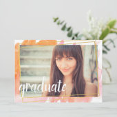 Invitations de diplômés de l'aquarelle rose modern (Debout devant)