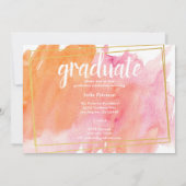 Invitations de diplômés de l'aquarelle rose modern (Dos)