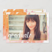 Invitations de diplômés de l'aquarelle rose modern (Devant / Derrière)