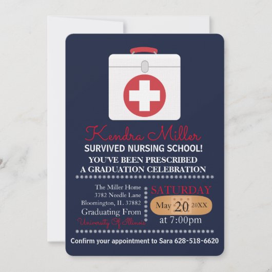 Invitations de diplômés de l'école de soins infirm (Devant)