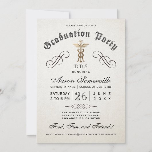 Invitations de diplômés de l'école dentaire (Devant)