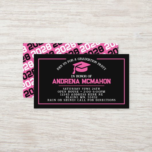 Invitations de diplômes de Mini Rose et Noir Hot