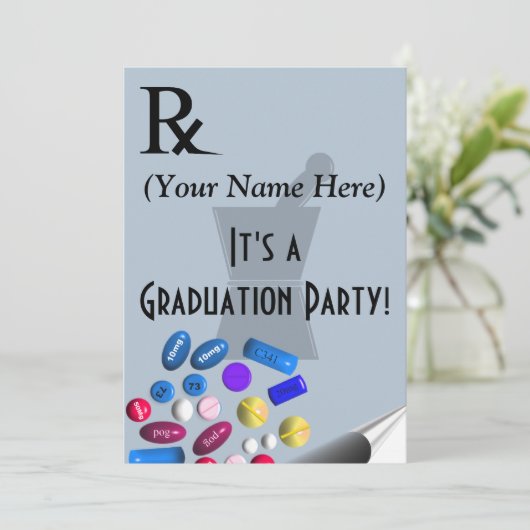 Invitations de diplômes de pharmacien Conception d (Debout devant)