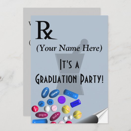 Invitations de diplômes de pharmacien Conception d (Devant / Derrière)