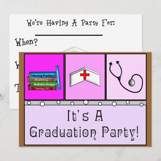 Invitations de diplômes d'infirmière (Devant / Derrière)