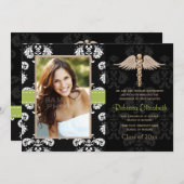 Invitations de diplômes d'infirmière verte (Devant / Derrière)