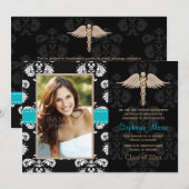 Invitations de diplômes d'infirmières bleues (Devant / Derrière)