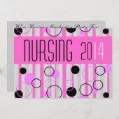 Invitations de diplômes d'infirmières Retro Pink B (Devant / Derrière)