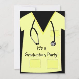 Invitations de diplômes d'infirmières Scrub jaune