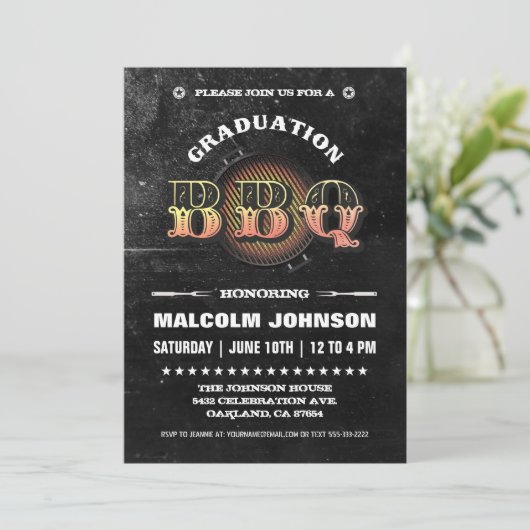 Invitations de diplômes | Fête BBQ (Debout devant)