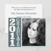 Invitations de diplômés Floral Clarendon Steel 201 (Devant / Derrière)