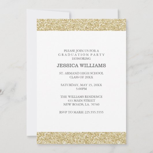 Invitations de diplômés Glam Gold (Dos)