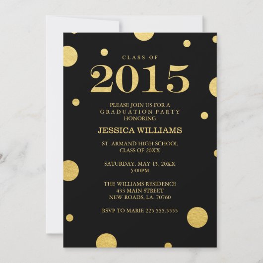 Invitations de diplômés Gold Foil (Devant)