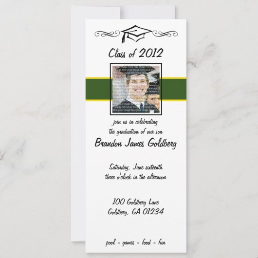 Invitations de diplômes Green & Gold School (Devant)
