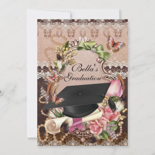 Invitations de diplômes pour filles (Dos)