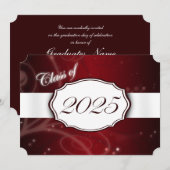 Invitations de diplômés Red and White 2025 (Devant / Derrière)