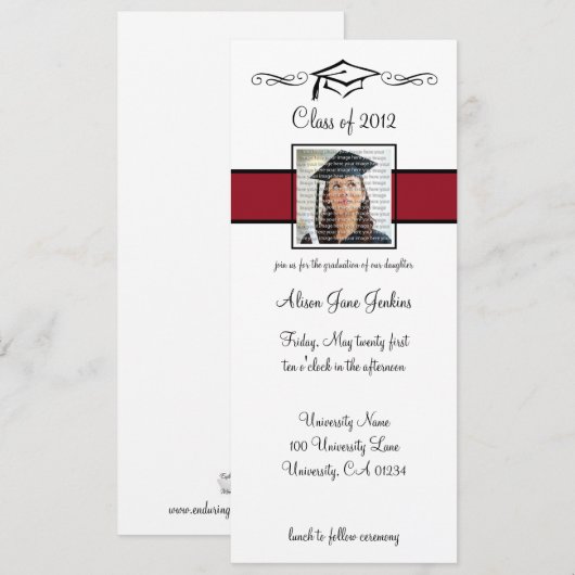 Invitations de diplômés Red & Black School (Devant / Derrière)