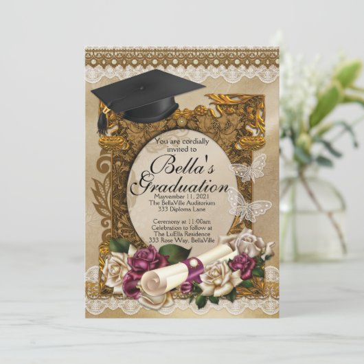 Invitations de diplômés roses (Debout devant)