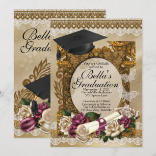 Invitations de diplômés roses