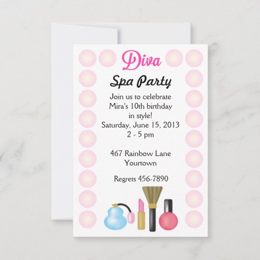 Invitations de Diva Spa Party (Devant)