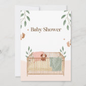 Invitations de douche à bébé à fleurs Brown et bla (Dos)