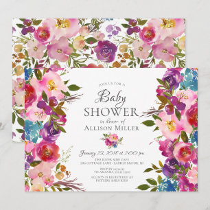 Invitations de douche à bulle rose violet
