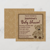 invitations de douche à l'ours brun neutre (Devant / Derrière)