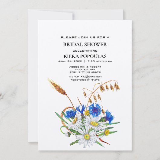 Invitations de douche à marée florale Boho - Éléga (Devant)