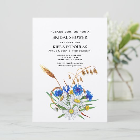 Invitations de douche à marée florale Boho - Éléga (Debout devant)