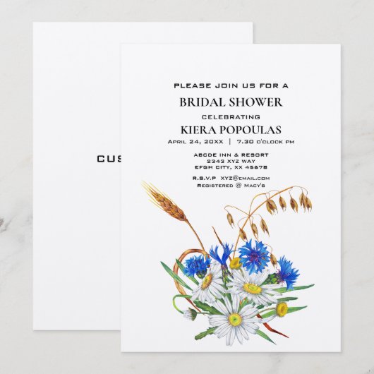 Invitations de douche à marée florale Boho - Éléga (Devant / Derrière)