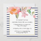 Invitations de douche à nuptiale à rayures florale (Devant)