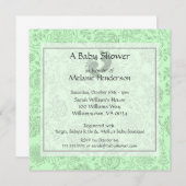 Invitations de douche bébé à fleurs vertes (Devant / Derrière)