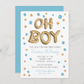 Invitations de douche bébé à huile d'or moderne (Devant / Derrière)